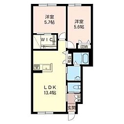 ＳＥＥＤ　Ｂ 1階2LDKの間取り