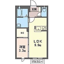 ルミエール中居III 2階1LDKの間取り