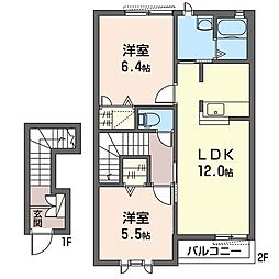 レジェンド・ヤマトK 2LDKの間取図画像
