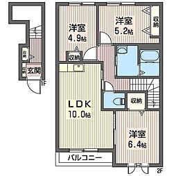 フレグランス横倉M 3LDKの間取図画像