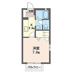 スカイプレイス 1Kの間取図画像