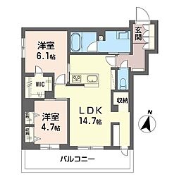 アルプ・フーベル 2LDKの間取図画像