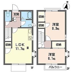 テラスマリーネA棟 2LDKの間取図画像