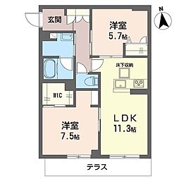シャーメゾン湘南茅ヶ崎香川 2LDKの間取図画像