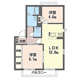 バリュージュ・ウエスト 2LDKの間取図画像
