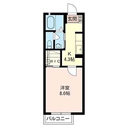 シャーメゾングリーンヒル 1Kの間取図画像