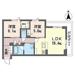 シャーメゾン ヴィータ 2LDKの間取図画像