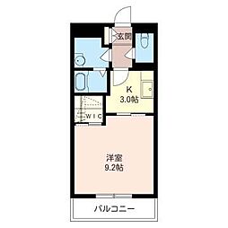エスポワール 1Kの間取図画像