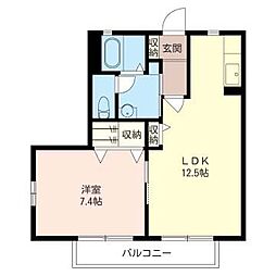レノン・パレスA 1LDKの間取図画像