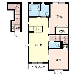 ルシェルA 2LDKの間取図画像