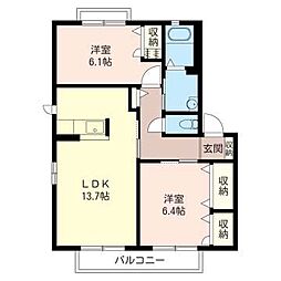 グランドールC 2LDKの間取図画像
