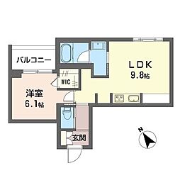 アイル　ルィーズ 00201 2階1LDKの間取り