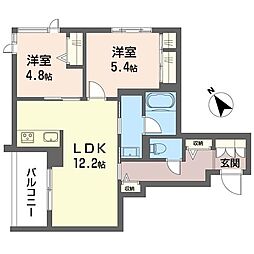 アイル　ルィーズ 00302 3階2LDKの間取り