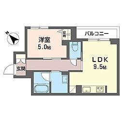 メゾン海 1LDKの間取図画像