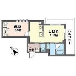 シャーメゾンマコト 1LDKの間取図画像