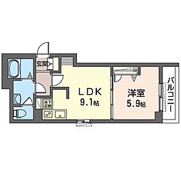 クレストハイツ 1LDKの間取図画像