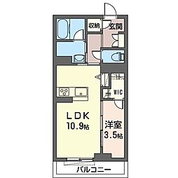 彩雲 1LDKの間取図画像