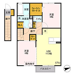 casa I 2階2LDKの間取り