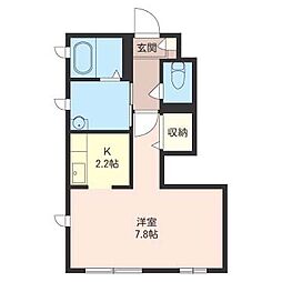 インターノース　A 1階1Kの間取り