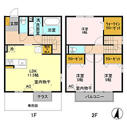 グランテラス三俣 1階3LDKの間取り