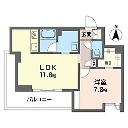 アートウェイ・レジデンス鶴見町 2階1LDKの間取り