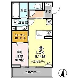 D-room大手町 2階1LDKの間取り