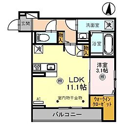 D-ROOM羅漢町 2階1LDKの間取り
