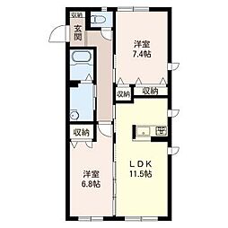 アルタイル 2階2LDKの間取り