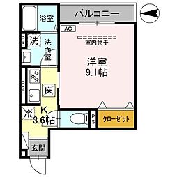 AKコンフォルト高崎栄町 3階1Kの間取り