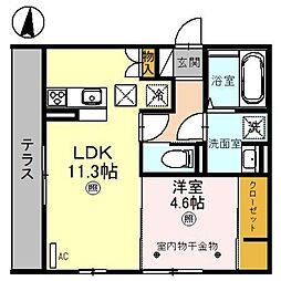 D-ROOM羅漢町 1階1LDKの間取り