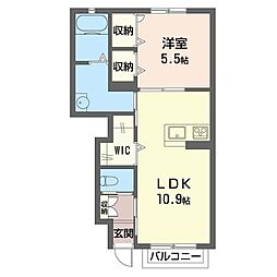ヴァン・ルーチェ 1階1LDKの間取り