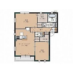 ジャルダン・デ・プレ 2階2LDKの間取り