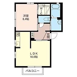 サファイアＢ 2階1LDKの間取り