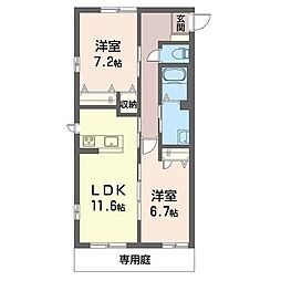シルフィードＡ 1階2LDKの間取り