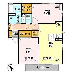 ジヴェルニー 2階2LDKの間取り