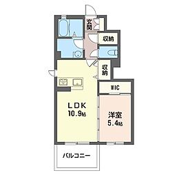 アンジュエス 1LDKの間取図画像