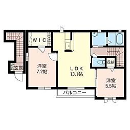 キャロッツ　D 2階2LDKの間取り