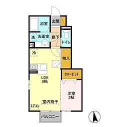 ラディーチェ 1階1Kの間取り