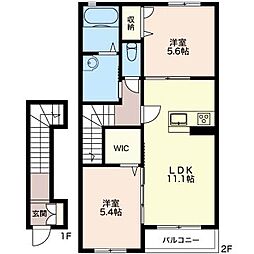 マーヴェラス 2階2LDKの間取り