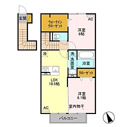 ピスタ 2階2LDKの間取り