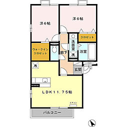 フローラＭ　II 1階2LDKの間取り