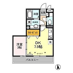 エピナール　E 3階1DKの間取り