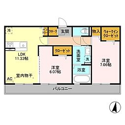 グランチェスタ 2LDKの間取図画像