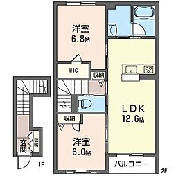 ブランドールC 2LDKの間取図画像
