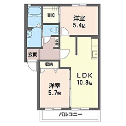 アネーロA 2LDKの間取図画像