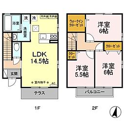 連取ガーデンヒルズA 3LDKの間取図画像