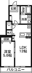 安堀ハイム 1LDKの間取図画像