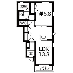 ブランメゾン 1LDKの間取図画像