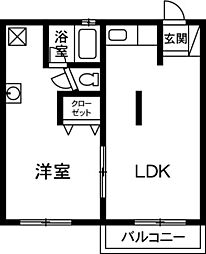 プレンティーライフA棟 1LDKの間取図画像