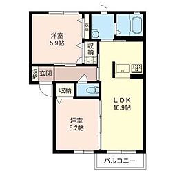 ブランB 2LDKの間取図画像